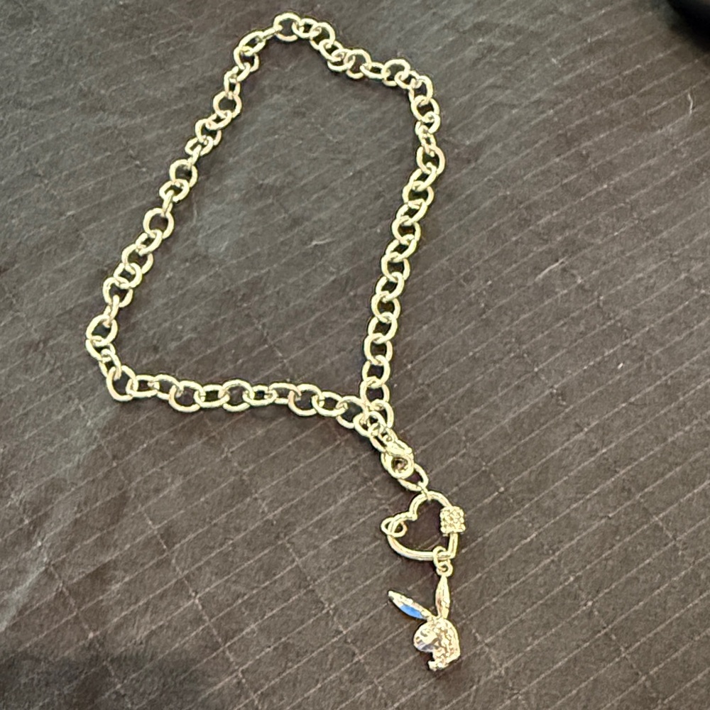 PLAYBOY Gold-Tone Chain Necklace with Bunny and Heart Charms